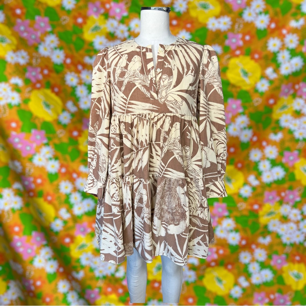 Royal Native brown and tan rainforest animal print size XS